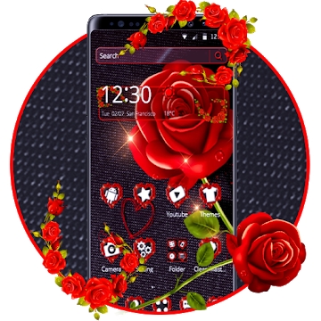 Приложение "3D Черная и Красная Роза Тема Черный"