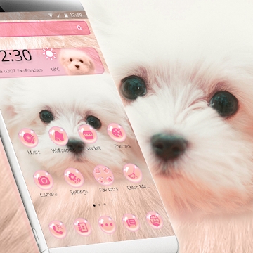The app "Pink Cute Puppy Theme"